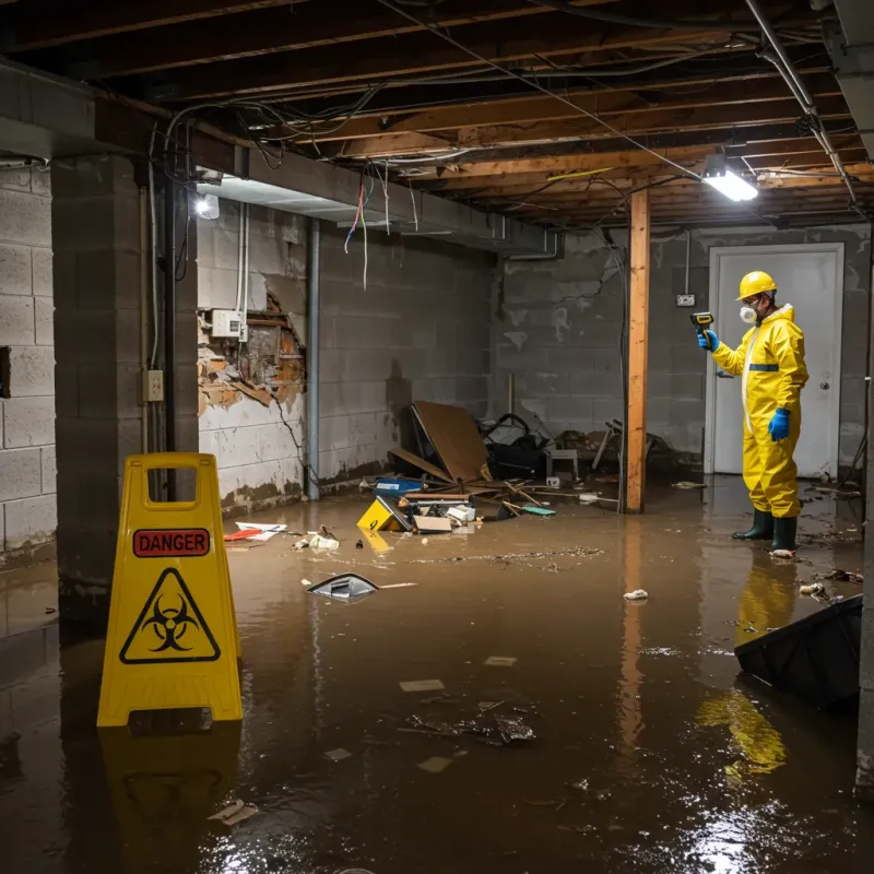 Flooded Basement Electrical Hazard in Highland, IN Property